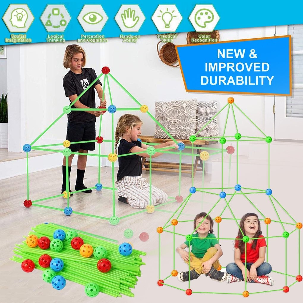 180x DIY Konstruktionsspielzeug Bauen Kinder Zelt Höhle Set Bausteine Spielzeug