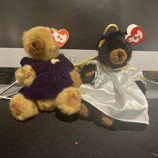 TY Beanie Baby Ivan The Brown Bear and Cody the brown bear with clothes and tag