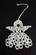 Vintage Tatting Tatted Angel Ornament Ecru 4.25" high