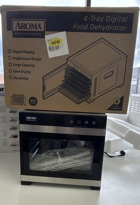 AROMA AFD-965SD 6-Tray Digital Food Dehydrator Stainless Steel, Digital Timer