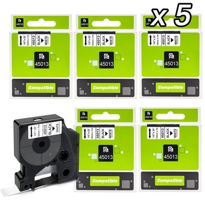 5x Schriftband für Dymo D1 45013 Schwarz auf Weiß 12mm Dymo LabelManager 160 280
