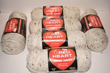 Lot of 5 Red Heart Super Saver Skeins Yarn 4 Weight Aran Fleck Cream 20.6 oz