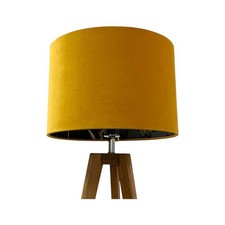 Mustard Yellow Velvet Charcoal Grey Monkey Palm Tree Leaves Drum Lampshade