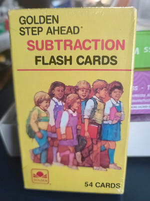 Golden Step Ahead Subtraction Flash Cards Set, 54 Cards, 1984 Vintage