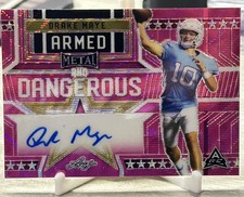 2023 Leaf Metal Armed and Dangerous Drake Maye Pink Prismatic Auto 3/5 