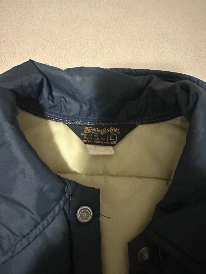 Raro DE COLECCIÓN SWINGSTER Dos Tonos Puffer Chaleco Chaqueta Años 70 80 Invierno L Foto 3 de 3
