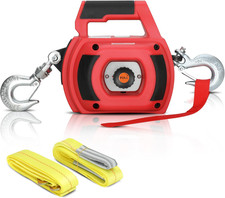 Portable Drill Winch Of 1500 Lb Red Handheld Drill Winch With 40 Foot Synthetic Portable Drill Winch Of 1500 Lb Red Handheld Drill Winch With 40 Foot Synthetic