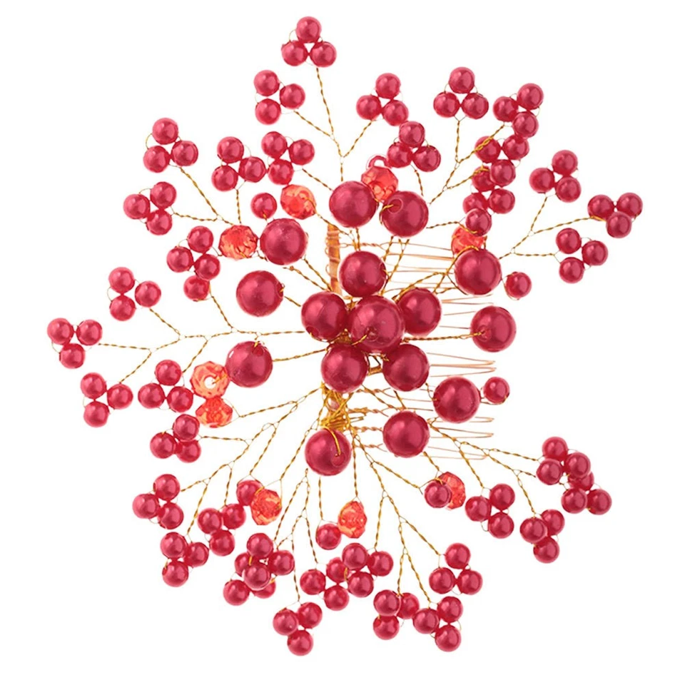 Crystal Bridal Comb Wedding Hair Barrette Red Haircombs for Women - Image 2 of 4