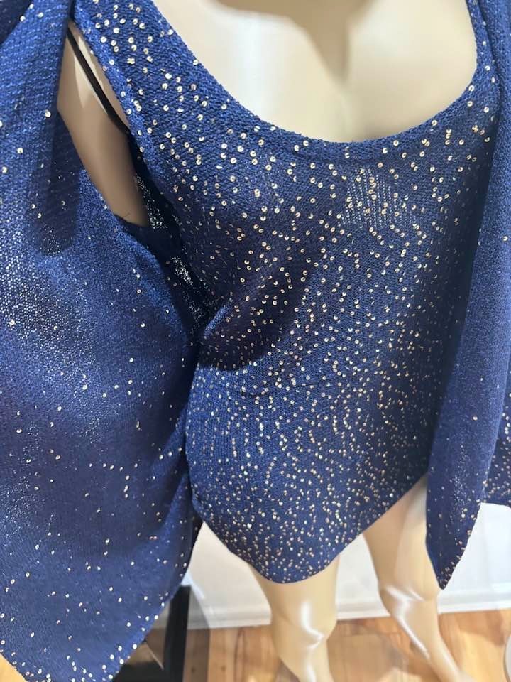 Ensemble Paillettes St John Evening - Veste Et Pantalon Bleu Clair, Taille 10/8