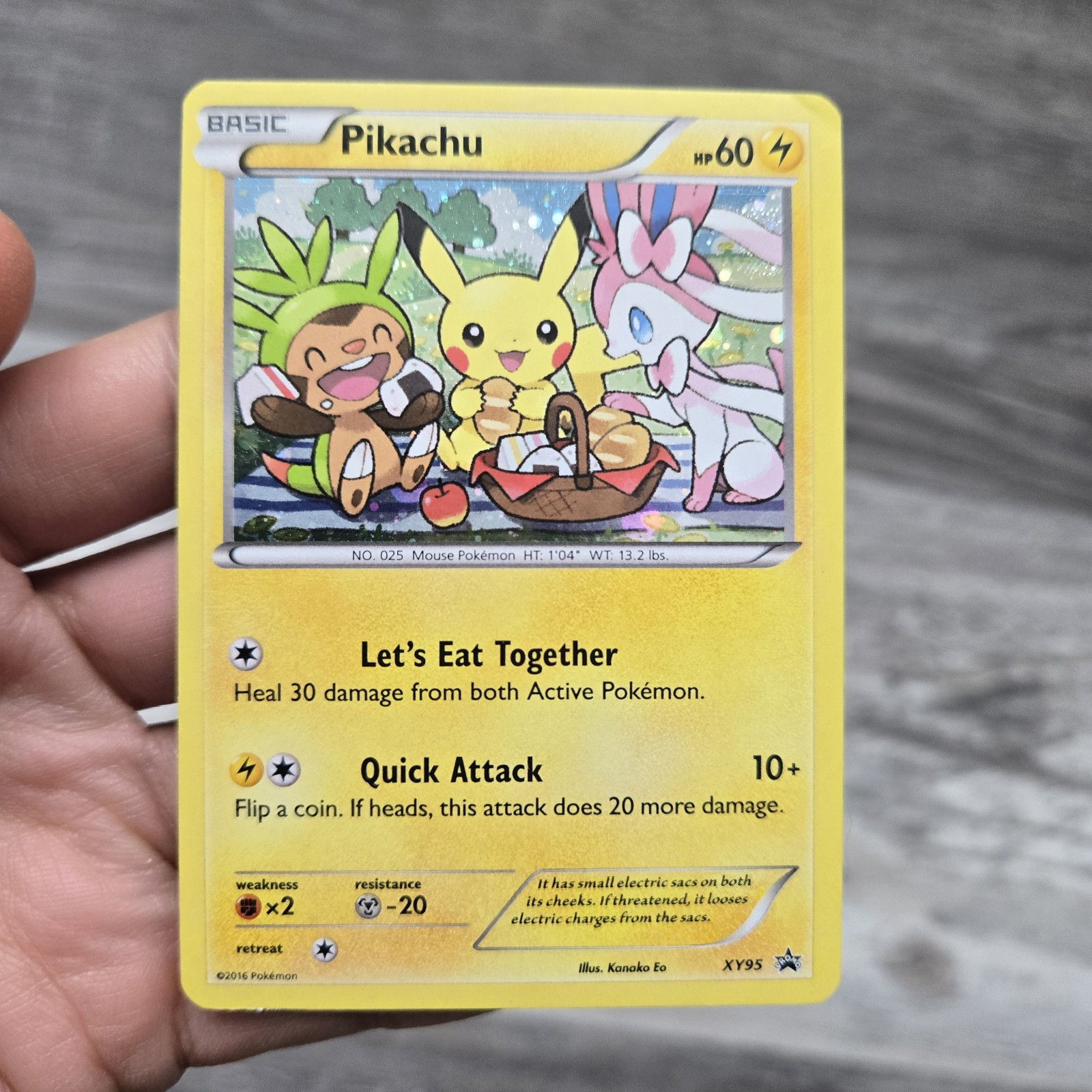 Pokemon Pikachu XY95 Holo 2016 Let's Eat Together Cutest Card RARE
