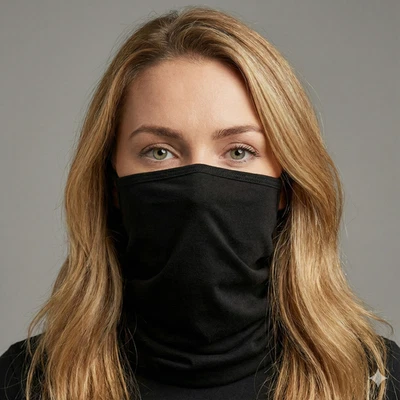 STEP AHEAD Black Solid Snood Reusable 3 Layer Breathable Winter Face Mask