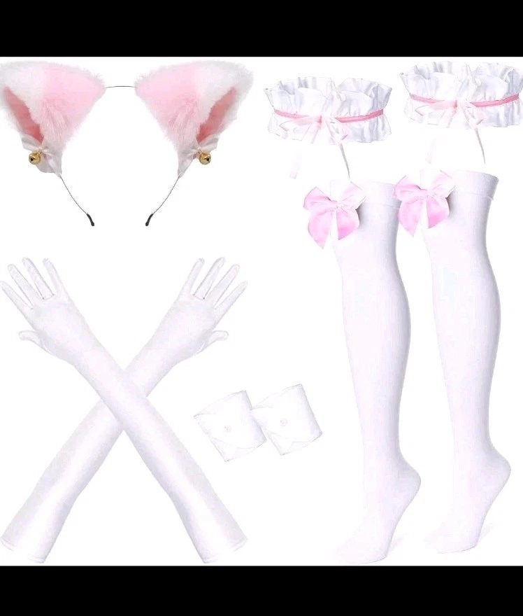 2x-3x US Plus Size Costume French Maid Apron Dress Cosplay Gloves Halloween - Image 4 of 4