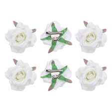 6 Pcs Rose Flower Hair Clips 3 Inch Flower Hair Pins Flower Brooch White
