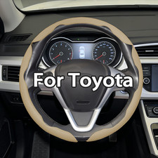 15 Beige New Nappa Leather 3pcs Segmented Steering Wheel Cover For Toyota