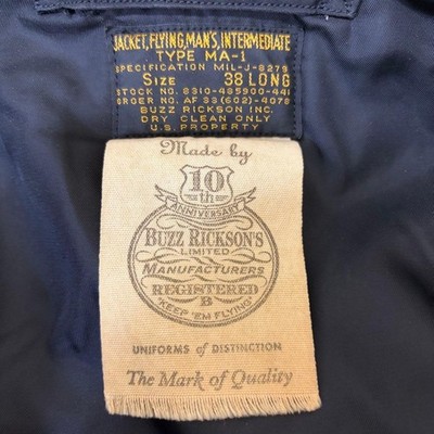 Buzz Rickson's 10th Anniversary MA-1 Jacket 38 Long Black CROWN