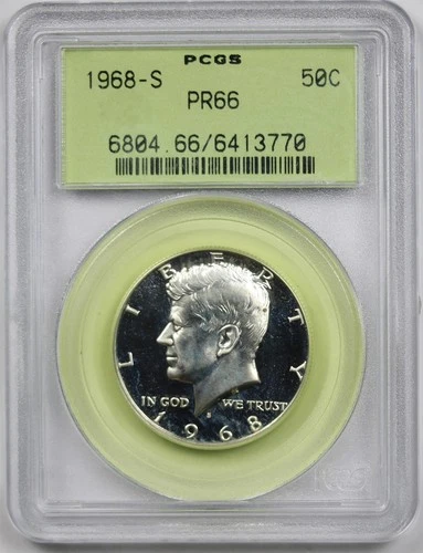 1968-S 50C PCGS/OGH PR 66 Kennedy Half Dollar
