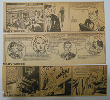 (26) "Mary Worth" Dailies by Saunders from 10/1955 Size: 2.5 x 8 inches