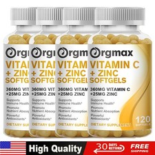 Vitamin C Zinc Complex Supplement - Immune Support,Skin Health-120 Softgel