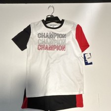 NWT Champion Boys' 2-Piece Colorblock Outfit Set T-Shirt  Shorts. Size L 12 