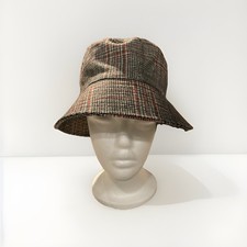 Scala Hand Made Black Gray And Red Plaid Wool Blend Bucket Hat Unisex One Size