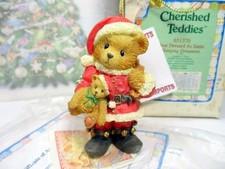 Cherished Teddies Ornament Bear Dressed As Santa 651370 In Box