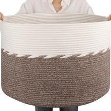 105L Blanket Basket for Living Room, Large Basket 23.6" x 23.6" x 14.6" with ...