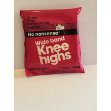 No Nonsense Knee Highs. Tan 33 One Size, Reinforced Toe, 2 PAIR NOS-New pack