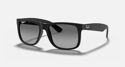 RAY-BAN JUSTIN CLASSIC MATTE RUBBER BLACK FRAME LIGHT GRAY LESNSES 54-16-145 3P