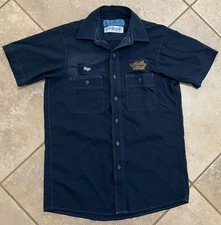 Modern Times Beer Cintas Comfort Flex Work Shirt Button Up Navy Sz Medium Rigo
