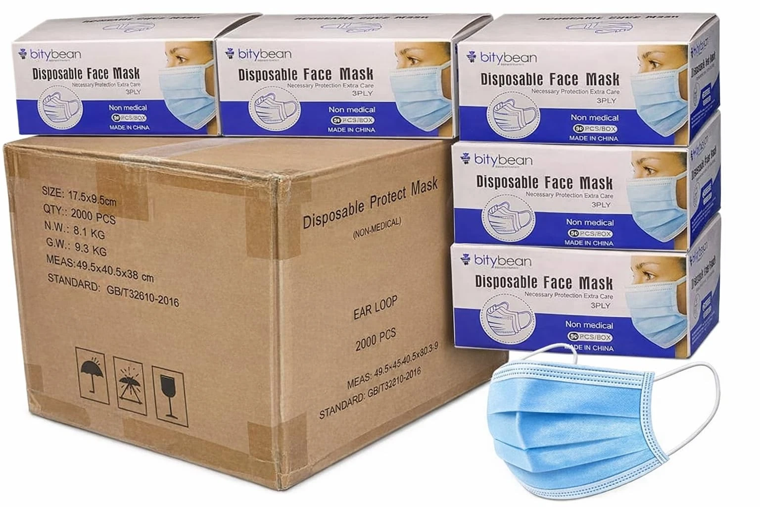 Disposable Face Masks – 500 Pack (10 × 50) 3-Ply Breathable, Non-Medical Face...