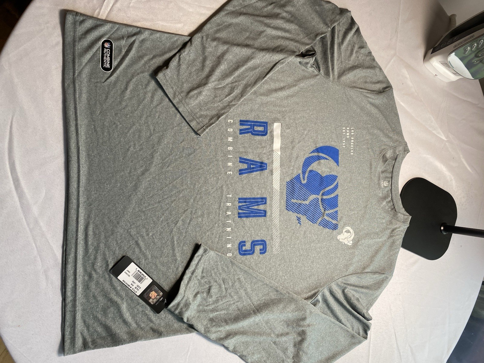 NWT Los Angeles Rams NFL Combine Training Shirt Men's Large Gray Long Sleeve
