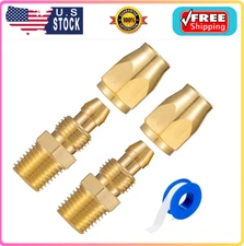Air Hose Repair Kit, 2 Pack 3/8-Inch Reusable Solid Brass Hose-End Rep