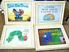 Lot Of 4 Nursery/Toddler/Kids Room Art Framed Cover Pictures Beloved Books LOOK