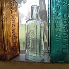 1860 BEATES AND MILLER WHOLESALE DRUGGISTS PHILA EARLY ROLLED LIP MED BOTTLE