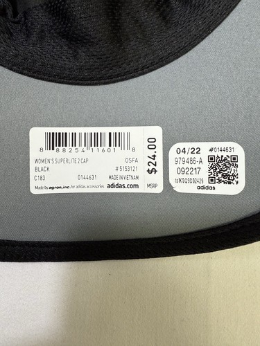 Adidas Womens Superlite II Black Reflective Adjustable Cap Hat UPF 50 Reflective - Picture 7 of 8