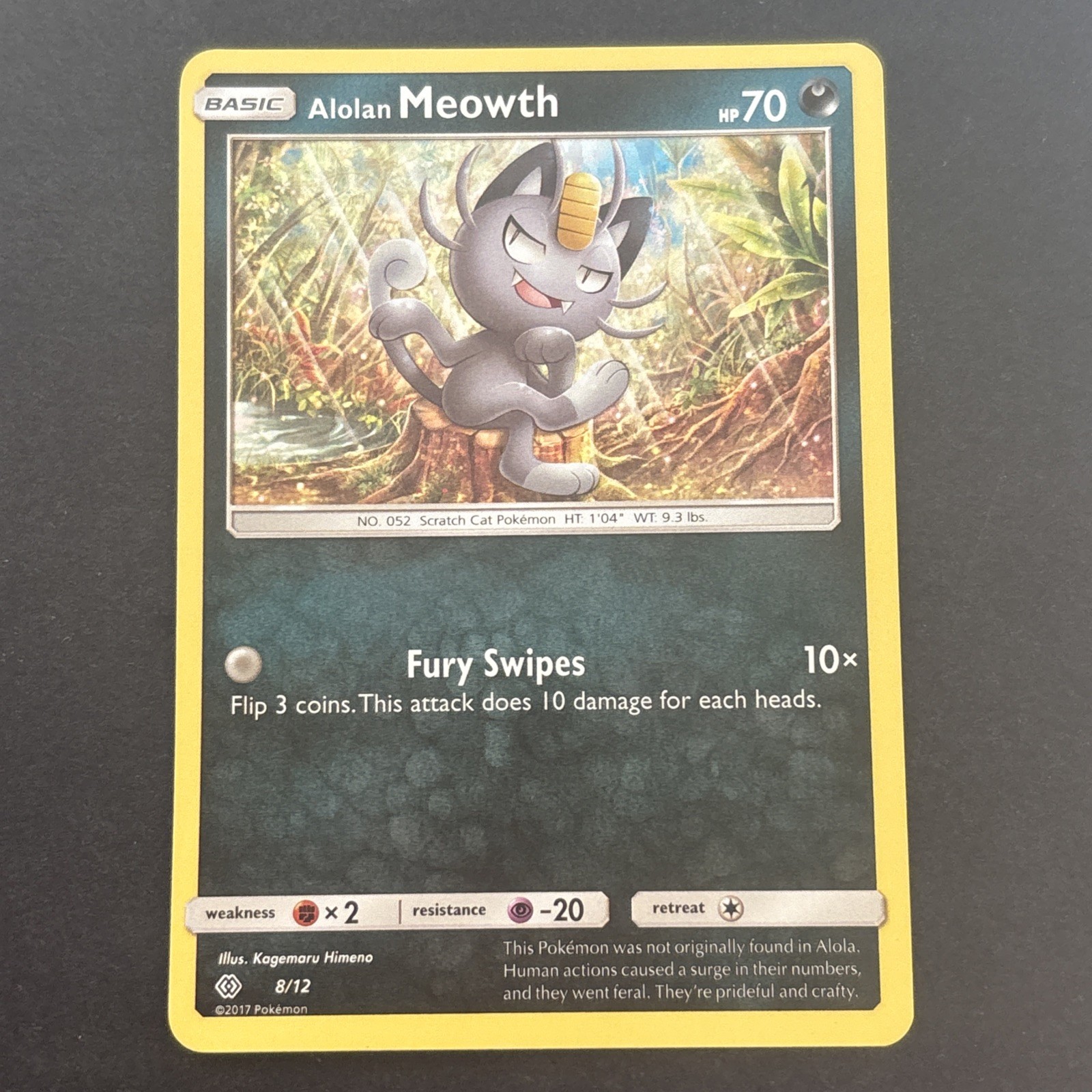 2017 Pokemon TCG Alolan Meowth 8/12 Holo Rare McDonald's Promo Card