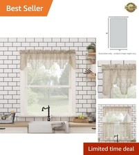 -Round Floral Lace Valance with Rod Pocket, Perfect for Kitchen 58"x14"