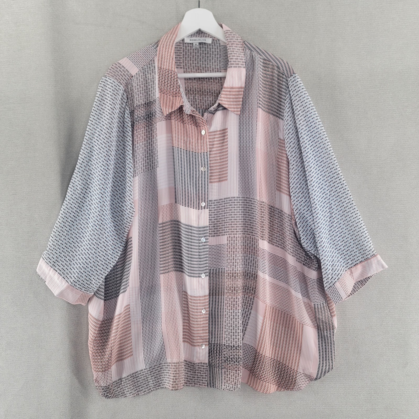 Rose + Olive Womens Top Patchwork Button Up Size … - image 1