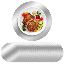 100PCS Silver Paper Placemats for Dinner Plates, 13 Inch Round Disposable Cha...