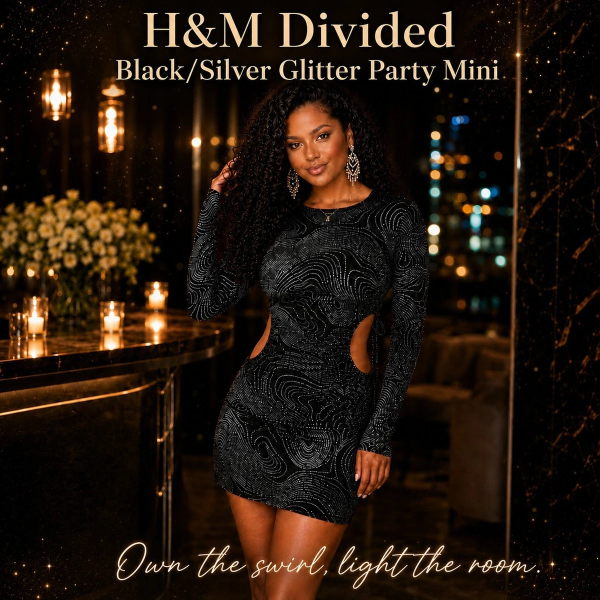 H&M Glitter Black Dresses for Women for sale