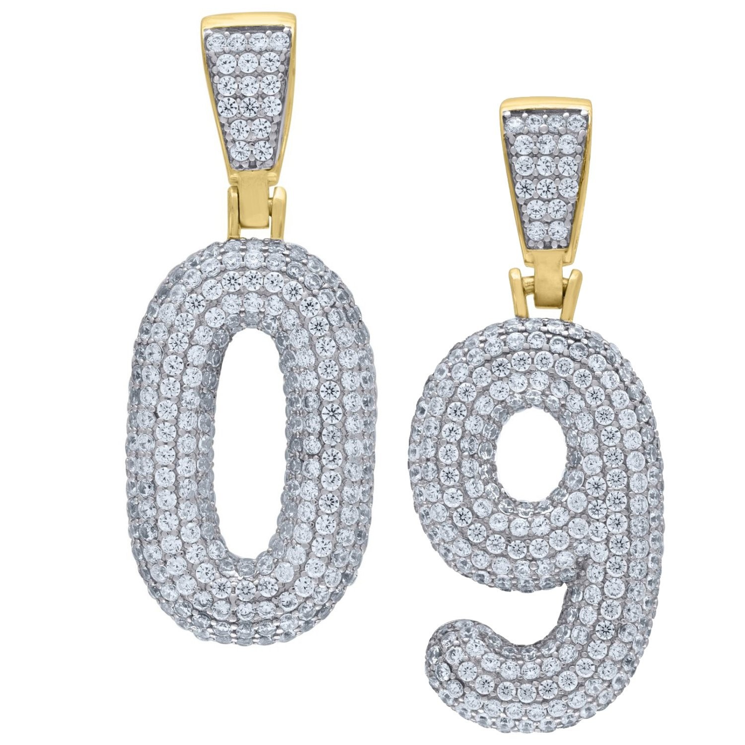 Premium Bling 925 Sterling Silber 38mm Anhnger Zahlen gold 11390₽