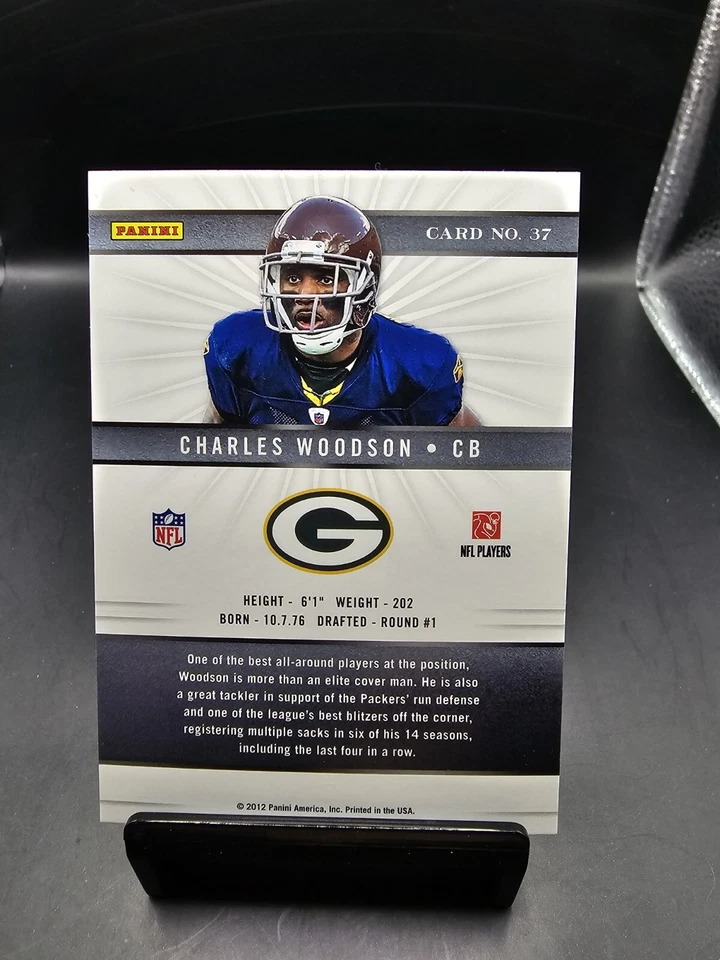 2012 Panini Elite Football #37 - Charles Woodson - Green Bay Packers - Image 2 of 2