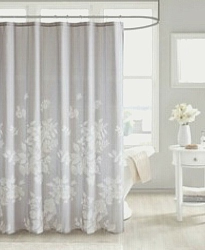 Madison Park Marian 100% Cotton Beige Floral Shower Curtain NEW flowers