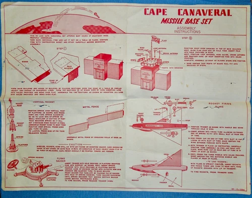 VTG 1960 Marx Sears Deluxe Cape Canaveral 5935 Playset Red Instructions P-1355