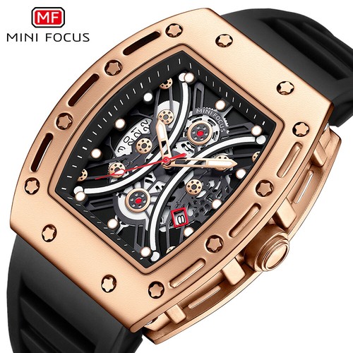 MINI FOCUS Men Rectangle Watch Waterproof Silicone Red Wristwatch Watches Males - Picture 23 of 34