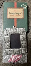 Vintage Longaberger Pewter Christmas Frame Tie-On Ornament 2002