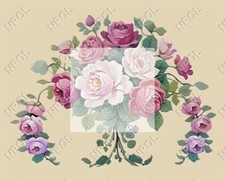 Amazing Floral Bouquet In Elborate Frame Handpainted Design Needlepoint Canvas