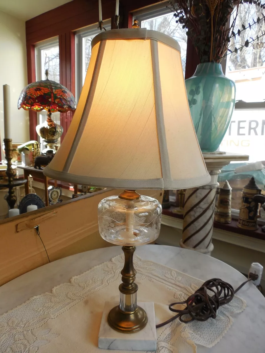Etched glass table lamp sales