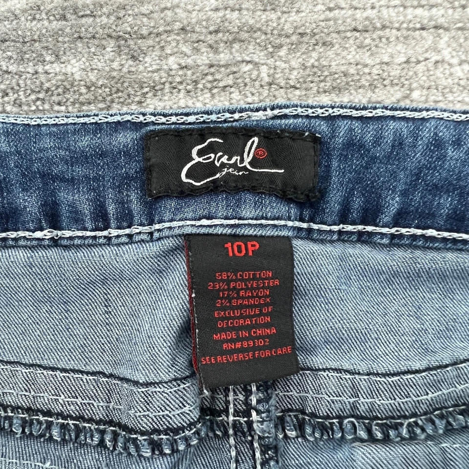 Earl Jean Shorts 10P Womens Bermuda Stretch Low Rise Medium Wash Denim Blue - Image 3 of 4