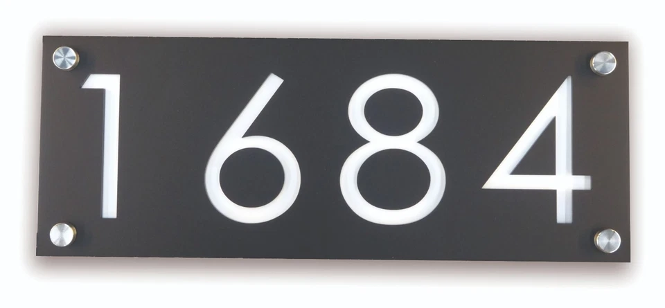 Dirección de casa, números de casa modernos, colores acrílicos, dirección comercial horizontal Foto 2 de 4